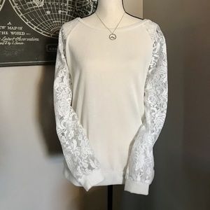 Ivory lace sleeved sweater
